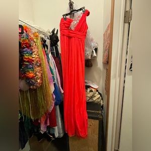 Hot Pink faux Diamond Studded Prom Dress M